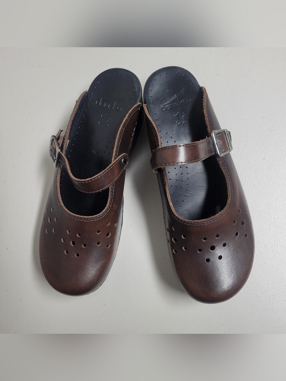 Dansko Merrie Oxblood Mary Jane Backless Clogs Size 42.